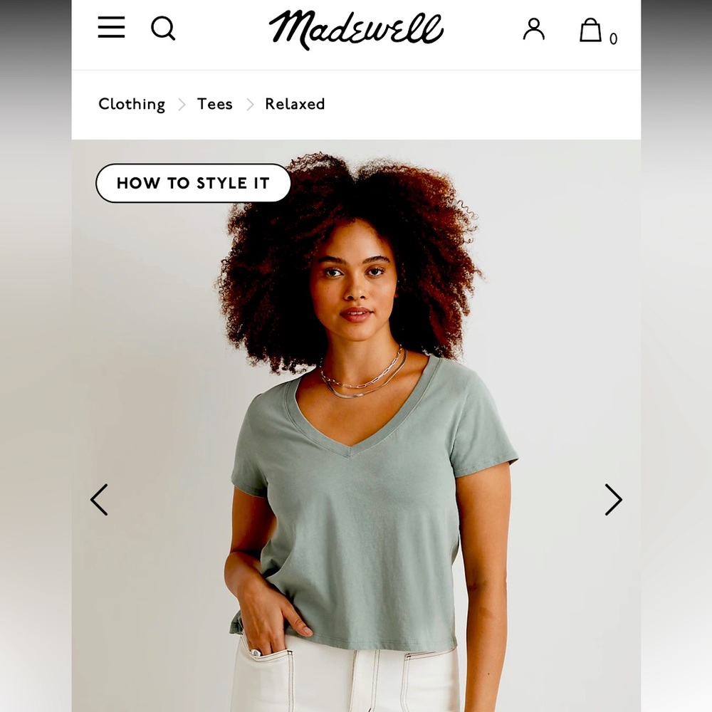 MADEWELL Softfade Cotton V-Neck Crop Tee (3 T-Shirt)